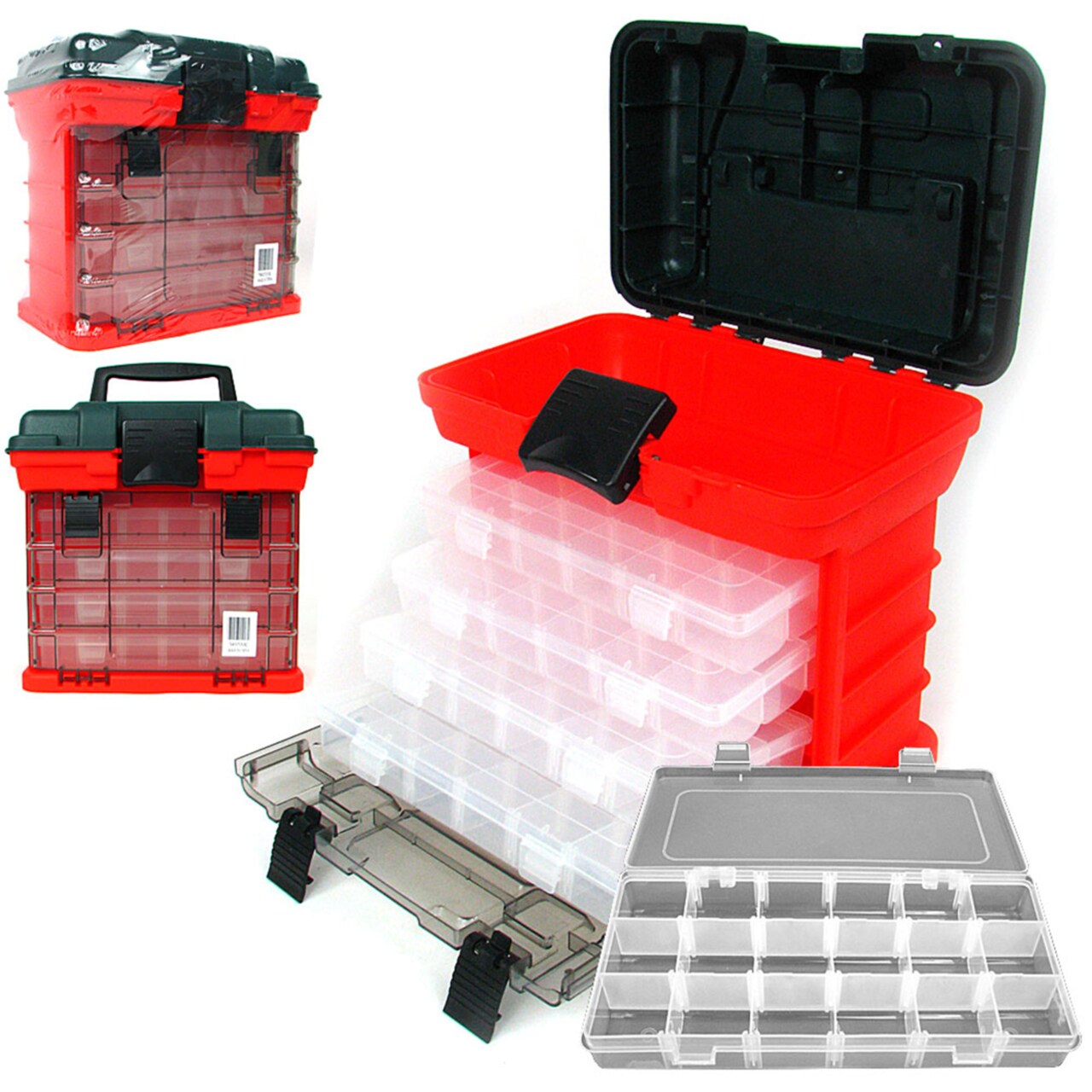 Plastic Tool Box 11 Inch Jewelry Making Storage With 4 Organizer Trays 18 Compartments